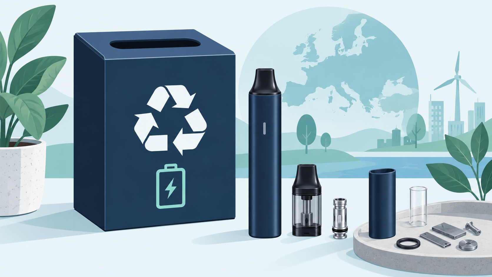 Responsible electronics recycling illustration for reusable devices